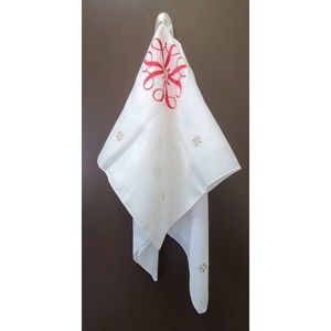 AVON Made in Italy Vintage White Red & Gold Metallic SCARF 25.5" Square 1985